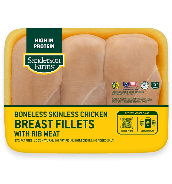 Boneless Skinless Chicken Breast Fillets with Rib Meat (97% fat free)