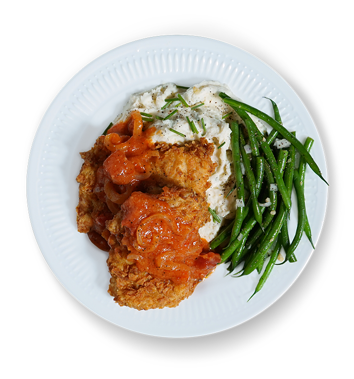 Muslos de Pollo Frito con Salsa de Tomate